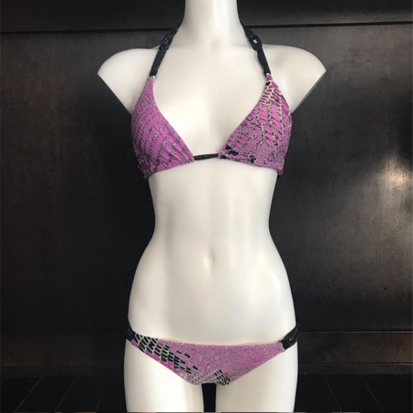 Sauvage purple black crystal snakeskin bikini - Picture 3 of 11